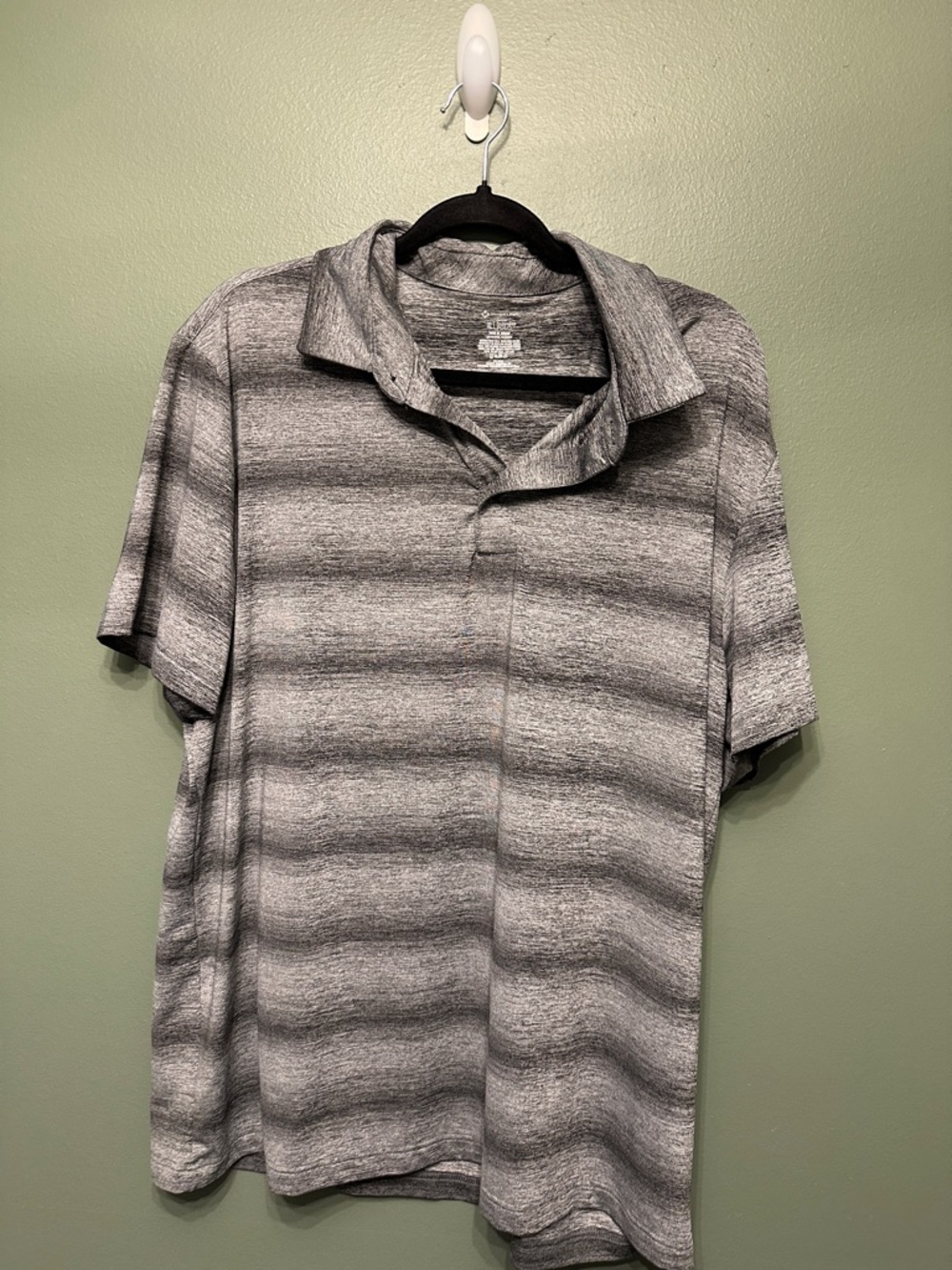 Men's Heather Gray Striped Polo Shirt